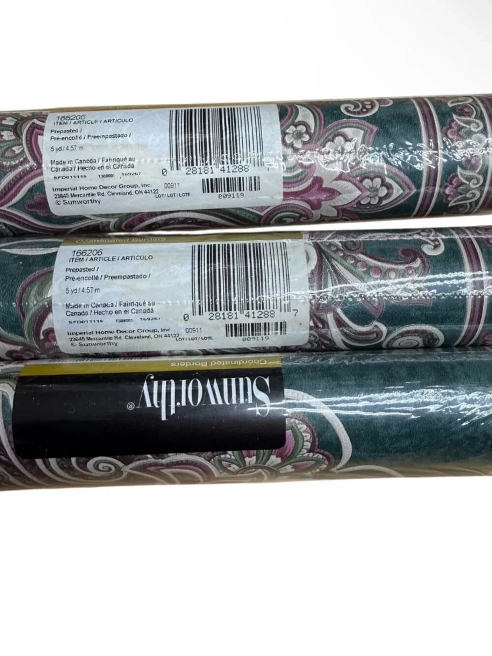 Sunworthy Vintage Wallpaper Border Paisley Floral Victorian 166206 3 Rolls NEW